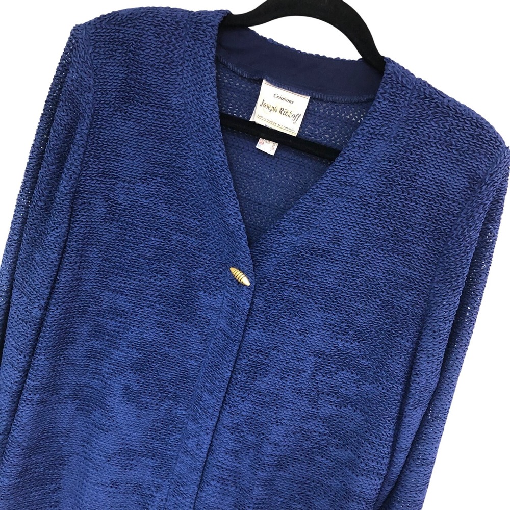 Vintage Joseph Ribkoff Womens 1 Button Open Knit Cardigan Jacket Minimalist 10